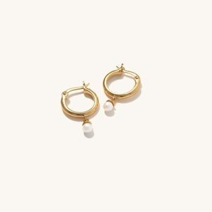 Mejuri pearl hoops